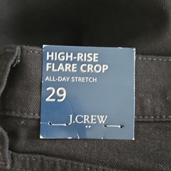 NWT J.Crew Factory High-rise black flare crop jean in all-day stretch - Picture 7 of 9